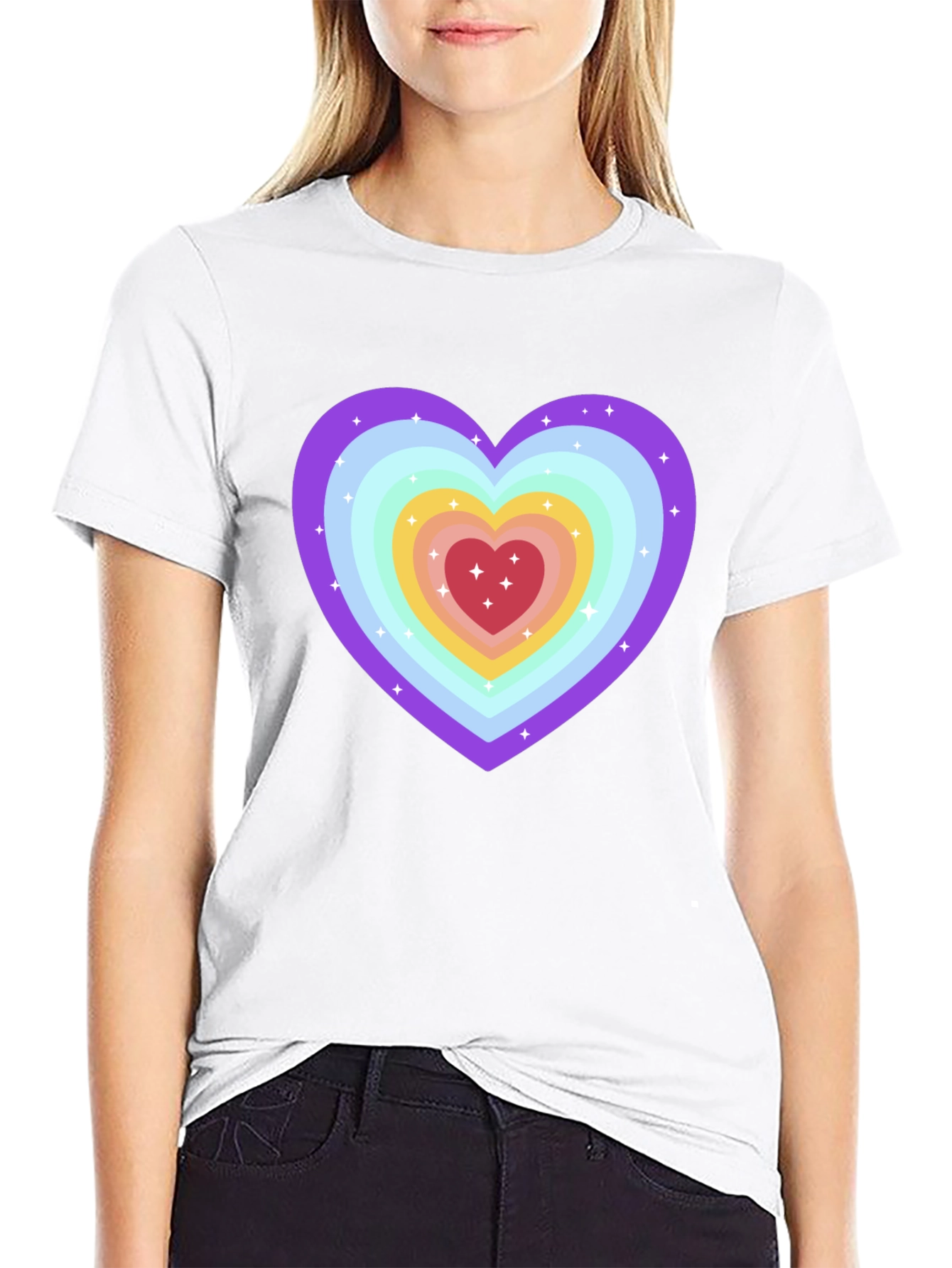 Rainbow Heart Graphic Tee - Soft & Stylish