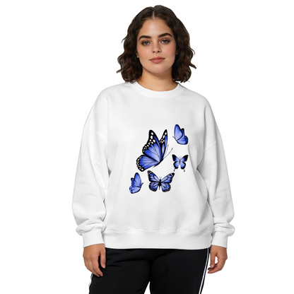 Dreamy Blue Butterfly Stylish Crewneck Sweatshirt