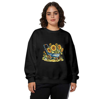 Vintage Wagon Full Of Sunny Sunflowers Cottagecore Crewneck Sweatshirt