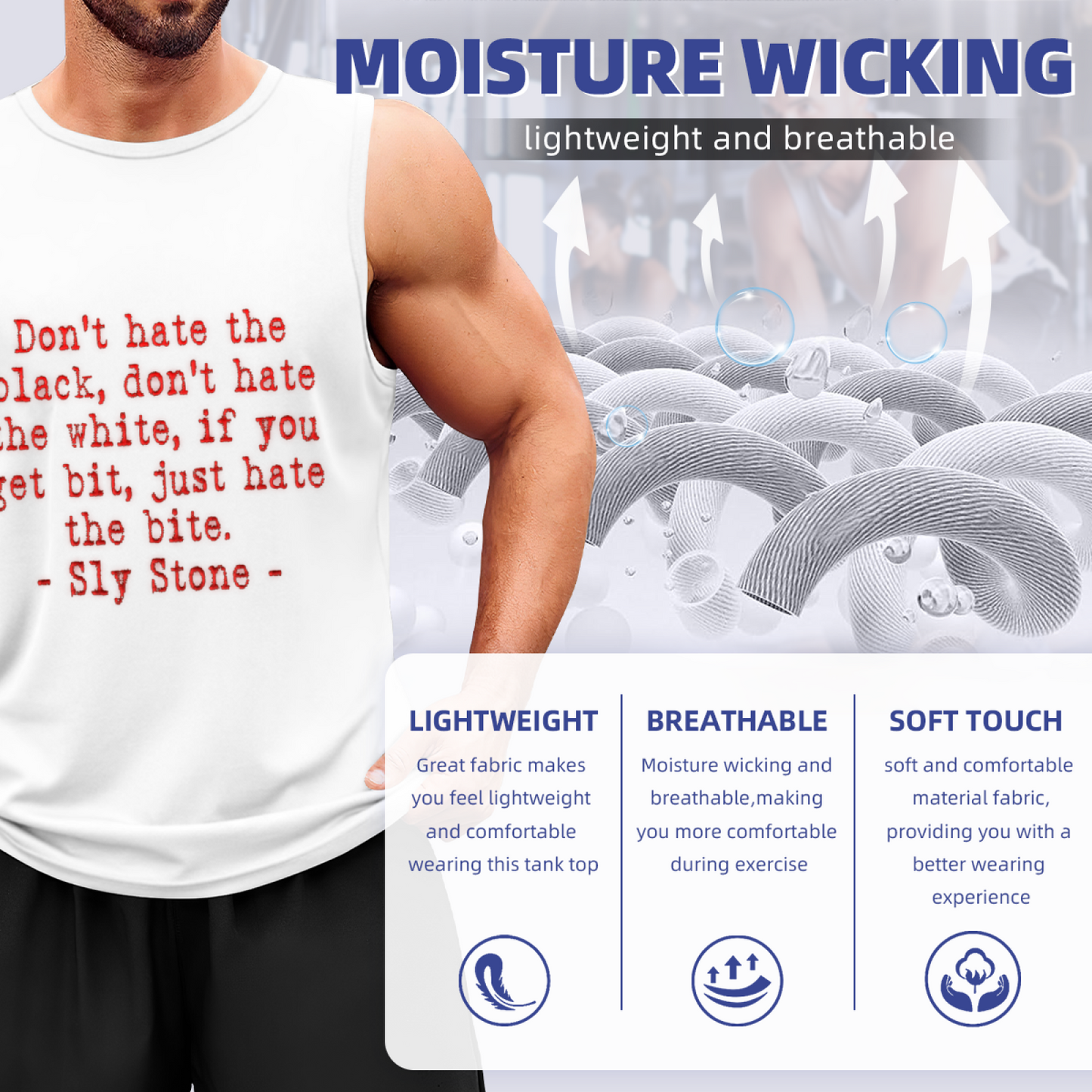 Sly Stone Quote Text Print Tank Top Unisex Cotton Sleeveless T-Shirt Casual Summer Streetwear Vest Multiple Colors