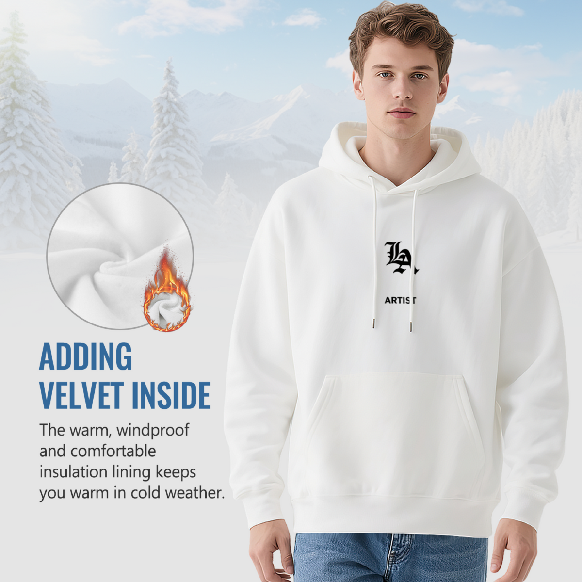 Minimal LA Artist Gothic Letter Print Hoodie