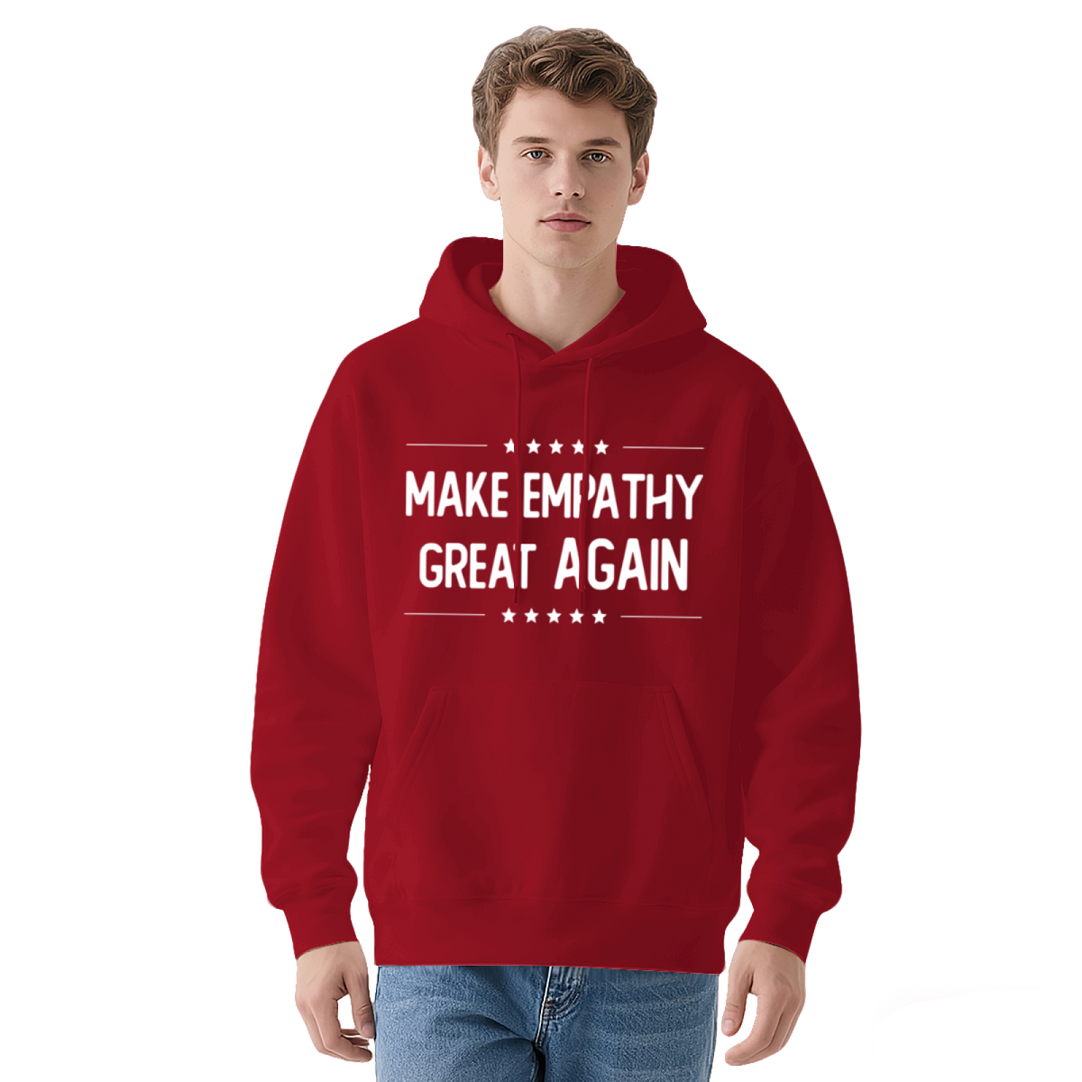 Make Empathy Great Again Red Hoodie, Unisex Cozy Daily Hooded Top