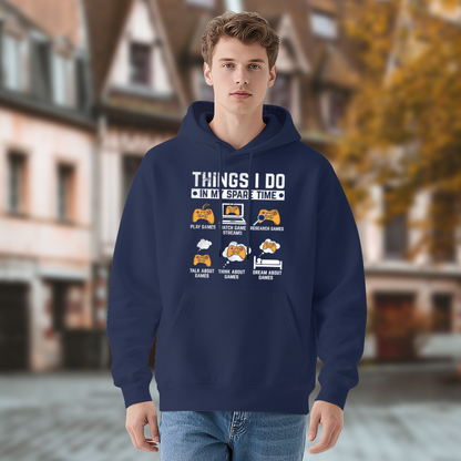 Things I Do In My Spare Time Gaming Navy Hoodie, Gamer Cozy Unisex Hooded Top