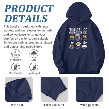 Things I Do In My Spare Time Gaming Navy Hoodie, Gamer Cozy Unisex Hooded Top