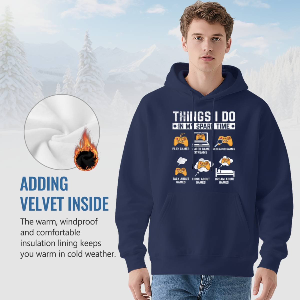Things I Do In My Spare Time Gaming Navy Hoodie, Gamer Cozy Unisex Hooded Top