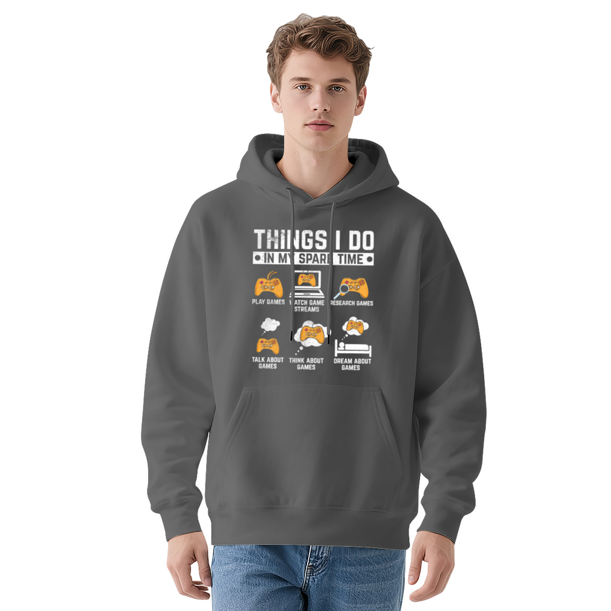 Things I Do In My Spare Time Gaming Navy Hoodie, Gamer Cozy Unisex Hooded Top