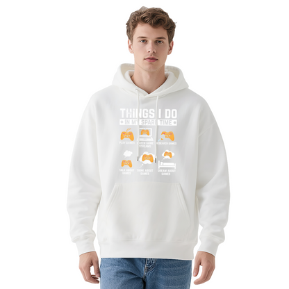 Things I Do In My Spare Time Gaming Navy Hoodie, Gamer Cozy Unisex Hooded Top