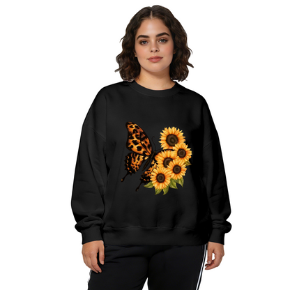 Monarch Butterfly With Sunflower Blooms Crewneck Sweatshirt