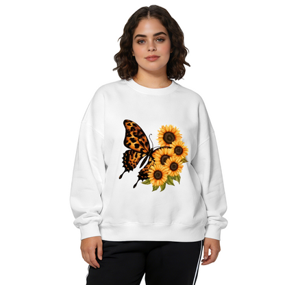 Monarch Butterfly With Sunflower Blooms Crewneck Sweatshirt