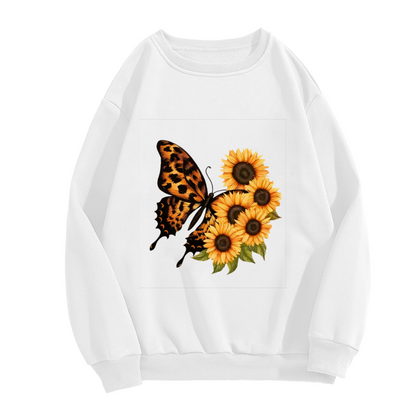 Monarch Butterfly With Sunflower Blooms Crewneck Sweatshirt