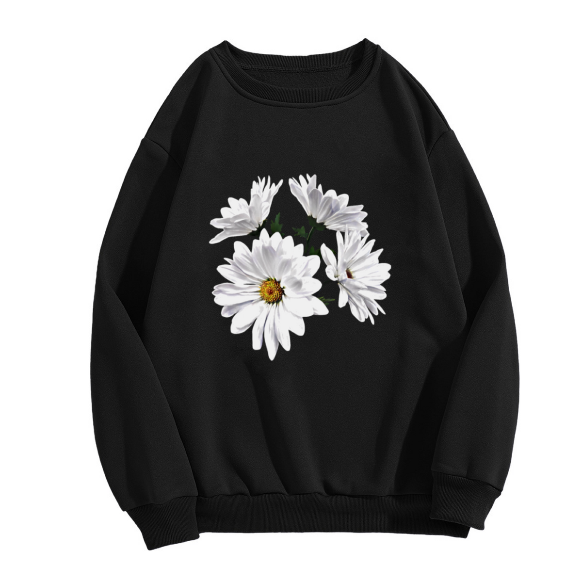 Realistic White Daisy Floral Aesthetic Crewneck Sweatshirt
