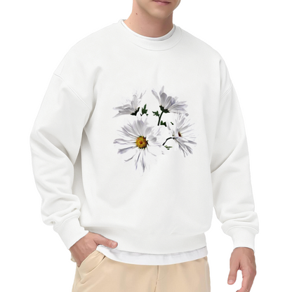 Realistic White Daisy Floral Aesthetic Crewneck Sweatshirt