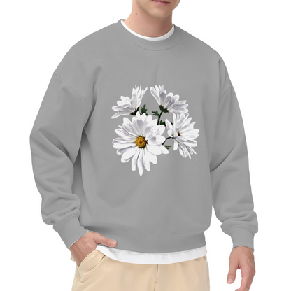 Realistic White Daisy Floral Aesthetic Crewneck Sweatshirt