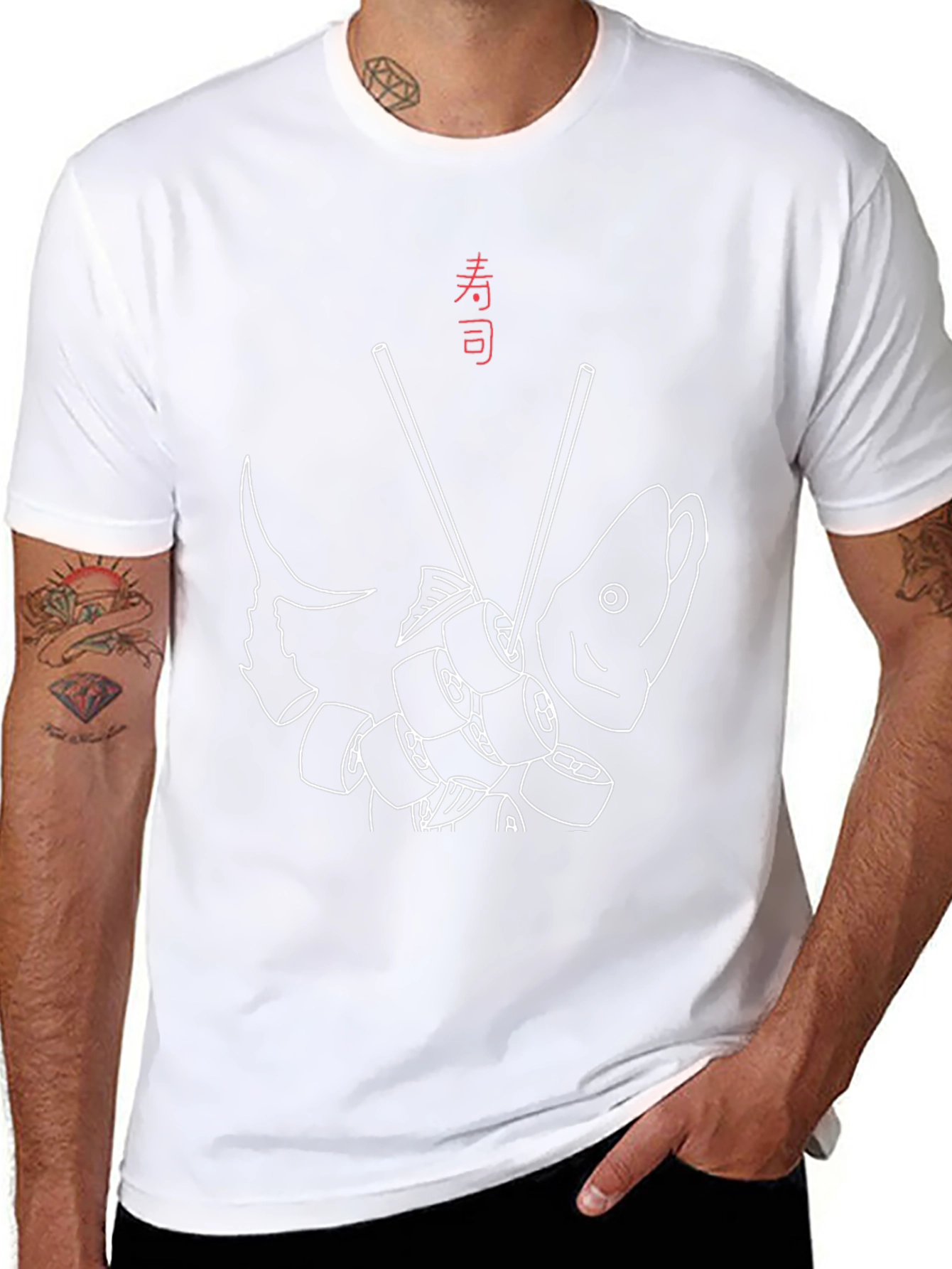 Sushi Fish Graphic Tee - Japanese Food Art T-Shirt