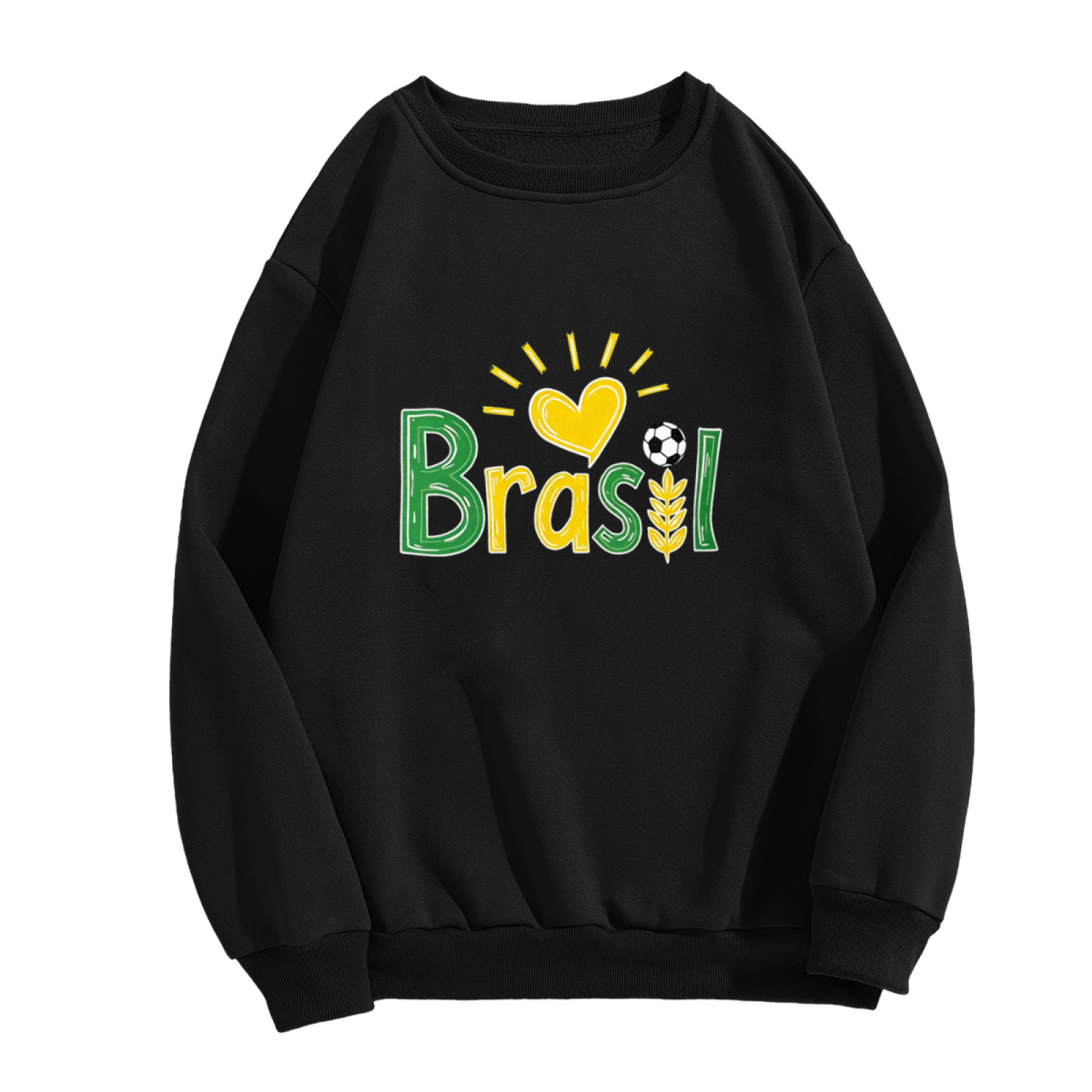 Brasil Football Love Patriotic Graphic Crewneck Sweatshirt