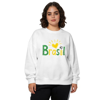 Brasil Football Love Patriotic Graphic Crewneck Sweatshirt