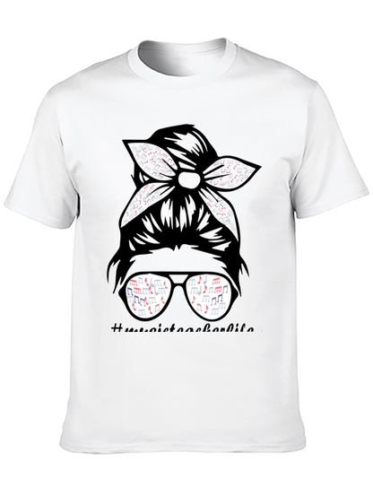 Music Teacher Messy Bun T-Shirt