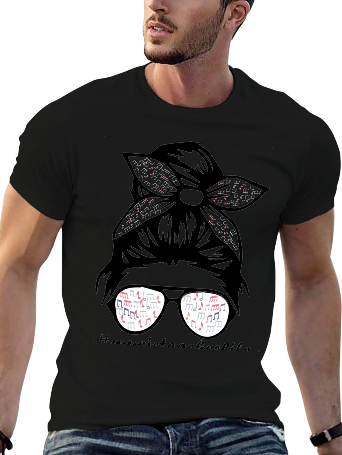Music Teacher Messy Bun T-Shirt