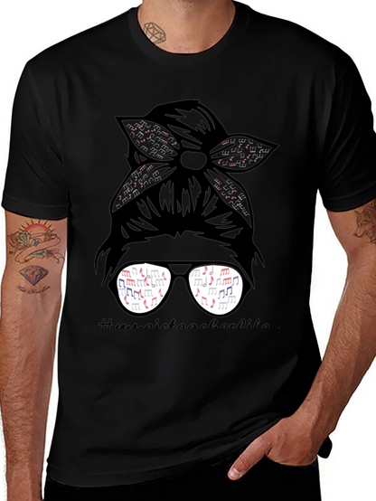 Music Teacher Messy Bun T-Shirt