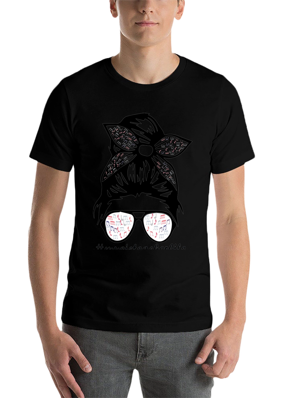 Music Teacher Messy Bun T-Shirt