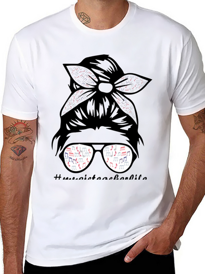 Music Teacher Messy Bun T-Shirt
