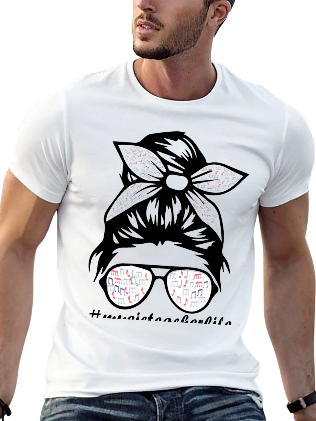Music Teacher Messy Bun T-Shirt