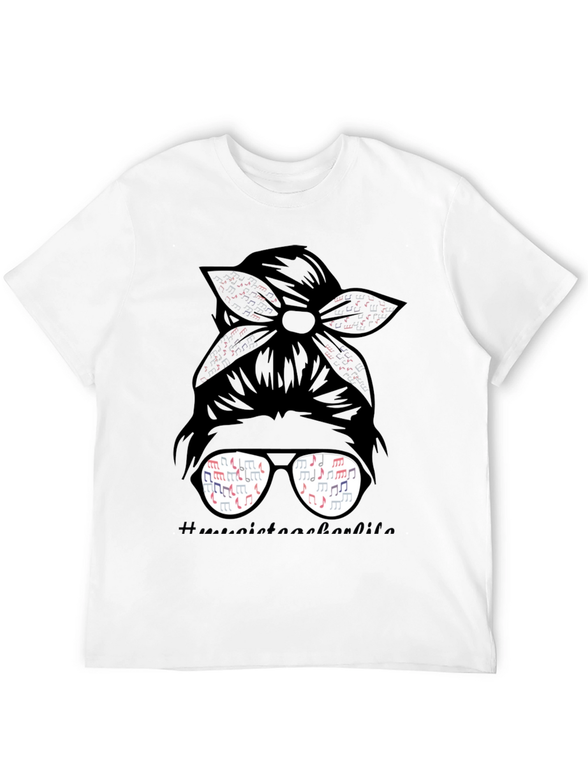 Music Teacher Messy Bun T-Shirt
