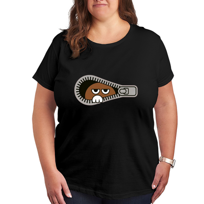 Funny Zipper Peeking Character Cartoon Tee