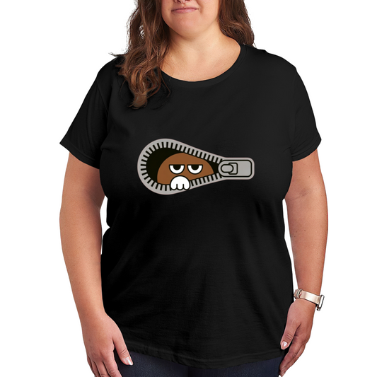 Funny Zipper Peeking Character Cartoon Tee