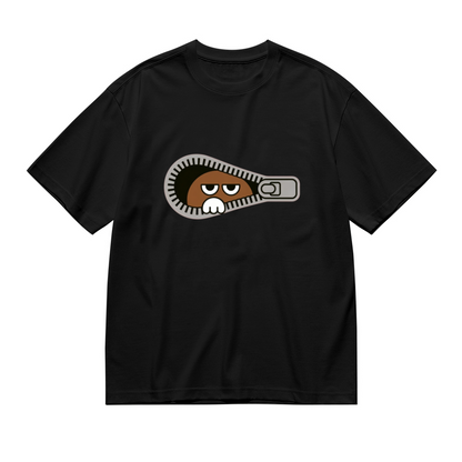 Funny Zipper Peeking Character Cartoon Tee