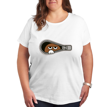 Funny Zipper Peeking Character Cartoon Tee