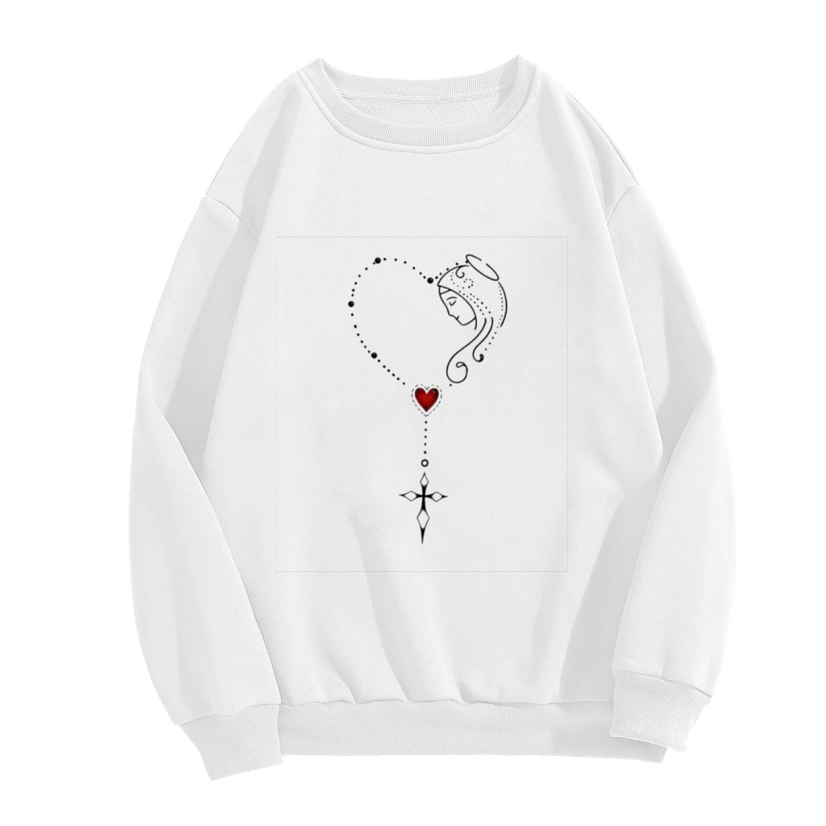 Boho Heart Cross Lady Tattoo?Inspired Minimal Crewneck Sweatshirt