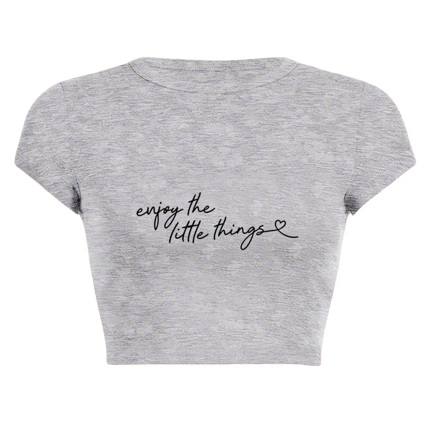 Enjoy The Little Things Soft Grey Letter Crop Top
