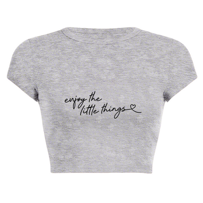 Enjoy The Little Things Soft Grey Letter Crop Top