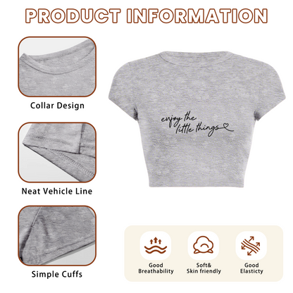 Enjoy The Little Things Soft Grey Letter Crop Top