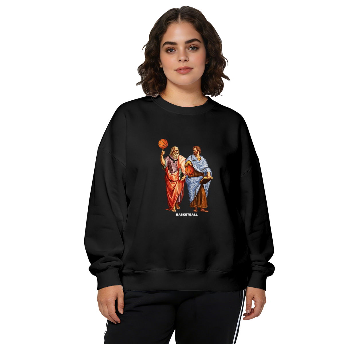 Funny Ancient Philosophers Playing Basketball Crewneck Sweatshirt