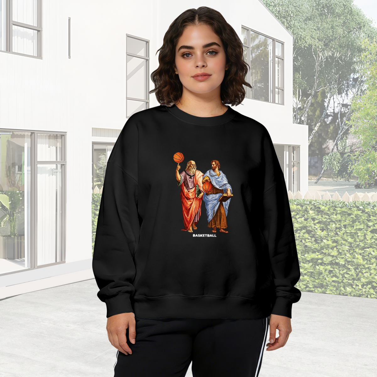 Funny Ancient Philosophers Playing Basketball Crewneck Sweatshirt
