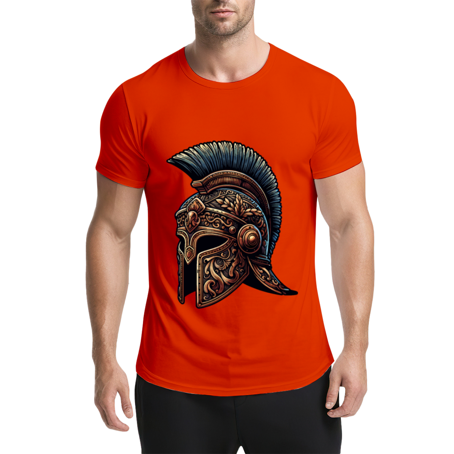 Ornate Ancient Spartan Warrior Helmet Vintage Print T-Shirt