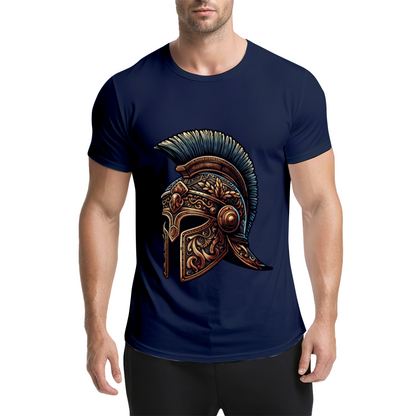 Ornate Ancient Spartan Warrior Helmet Vintage Print T-Shirt
