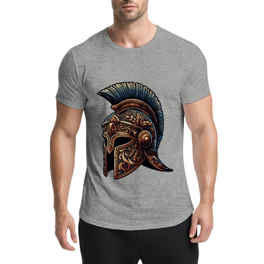 Ornate Ancient Spartan Warrior Helmet Vintage Print T-Shirt