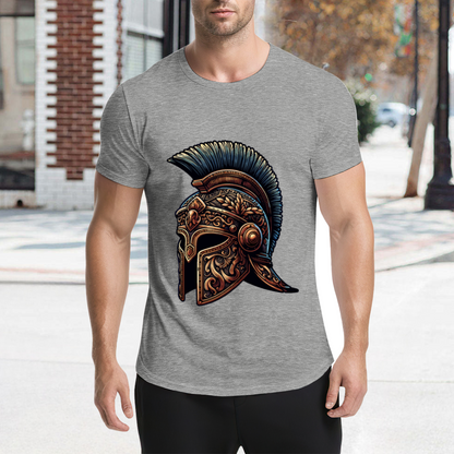 Ornate Ancient Spartan Warrior Helmet Vintage Print T-Shirt