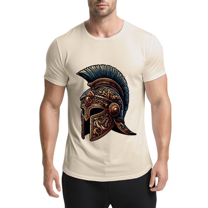 Ornate Ancient Spartan Warrior Helmet Vintage Print T-Shirt