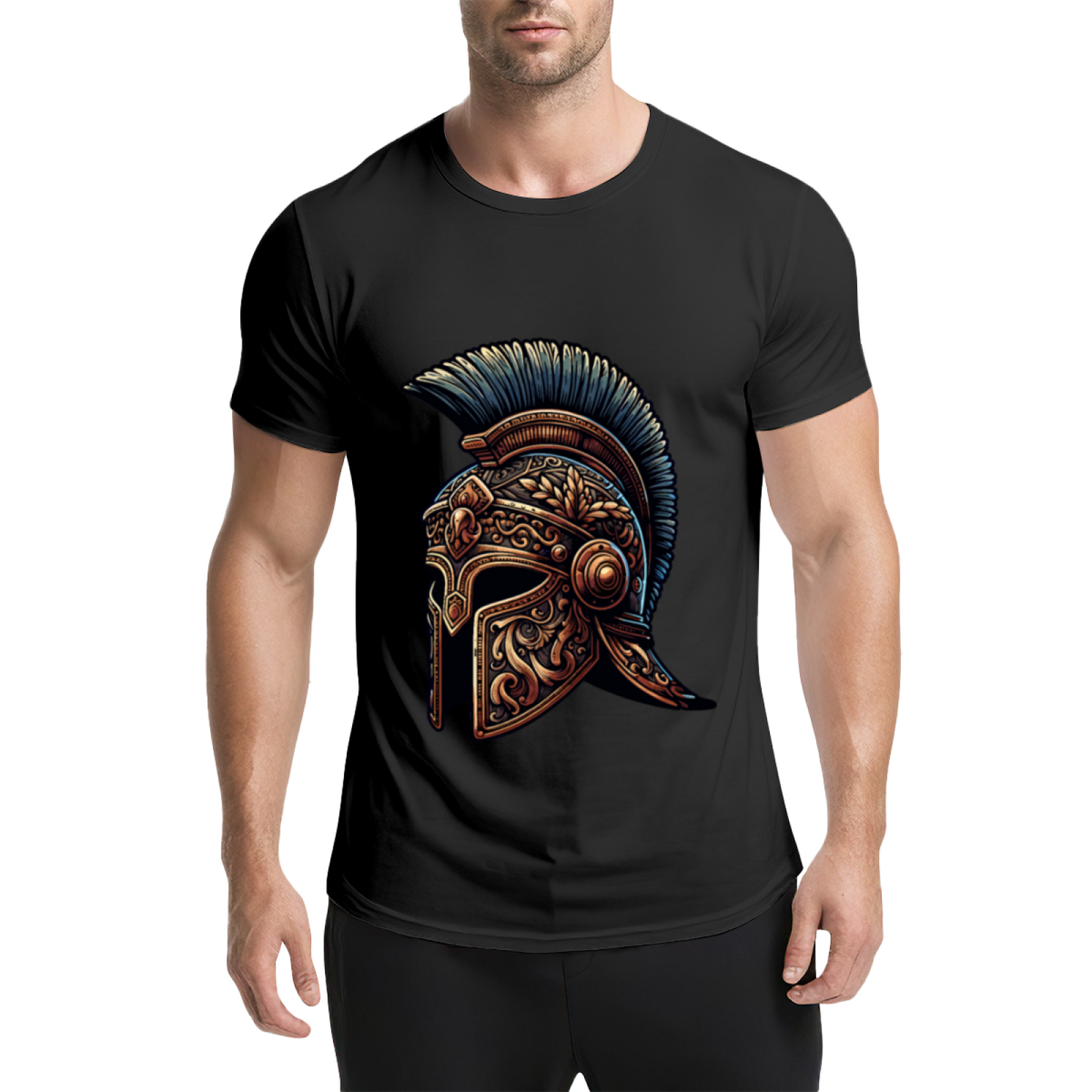 Ornate Ancient Spartan Warrior Helmet Vintage Print T-Shirt