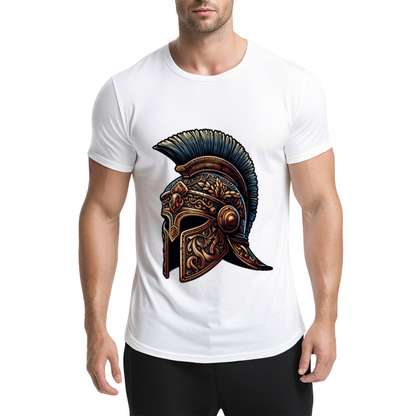 Ornate Ancient Spartan Warrior Helmet Vintage Print T-Shirt