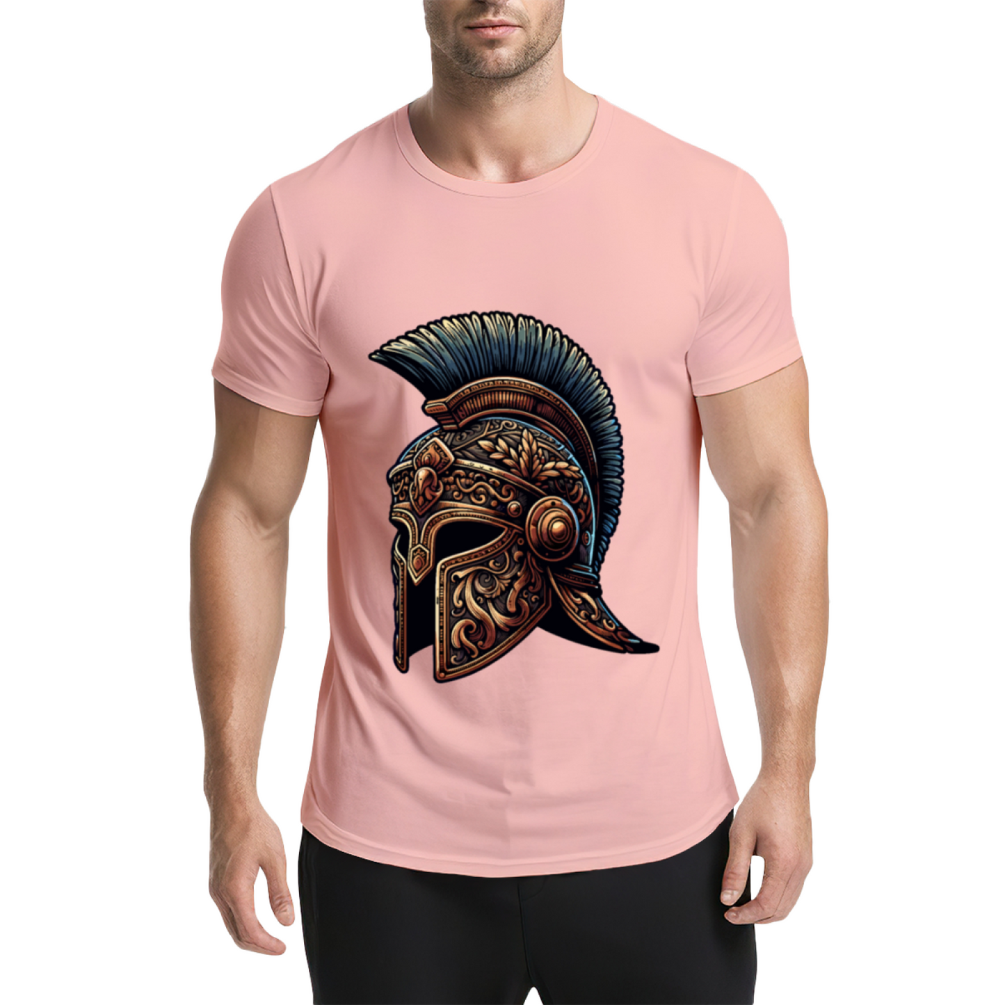 Ornate Ancient Spartan Warrior Helmet Vintage Print T-Shirt