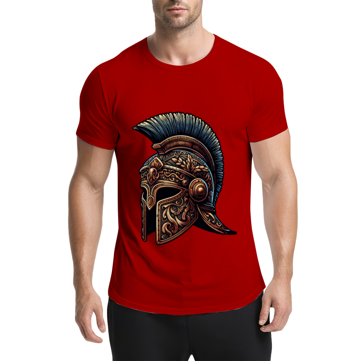 Ornate Ancient Spartan Warrior Helmet Vintage Print T-Shirt