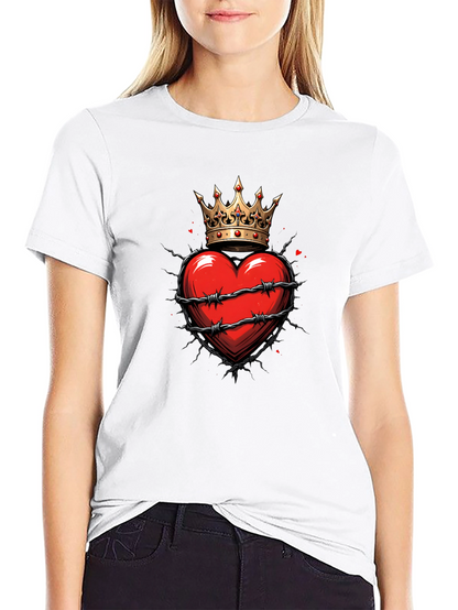 Crowned Heart Graphic Tee - Edgy Style