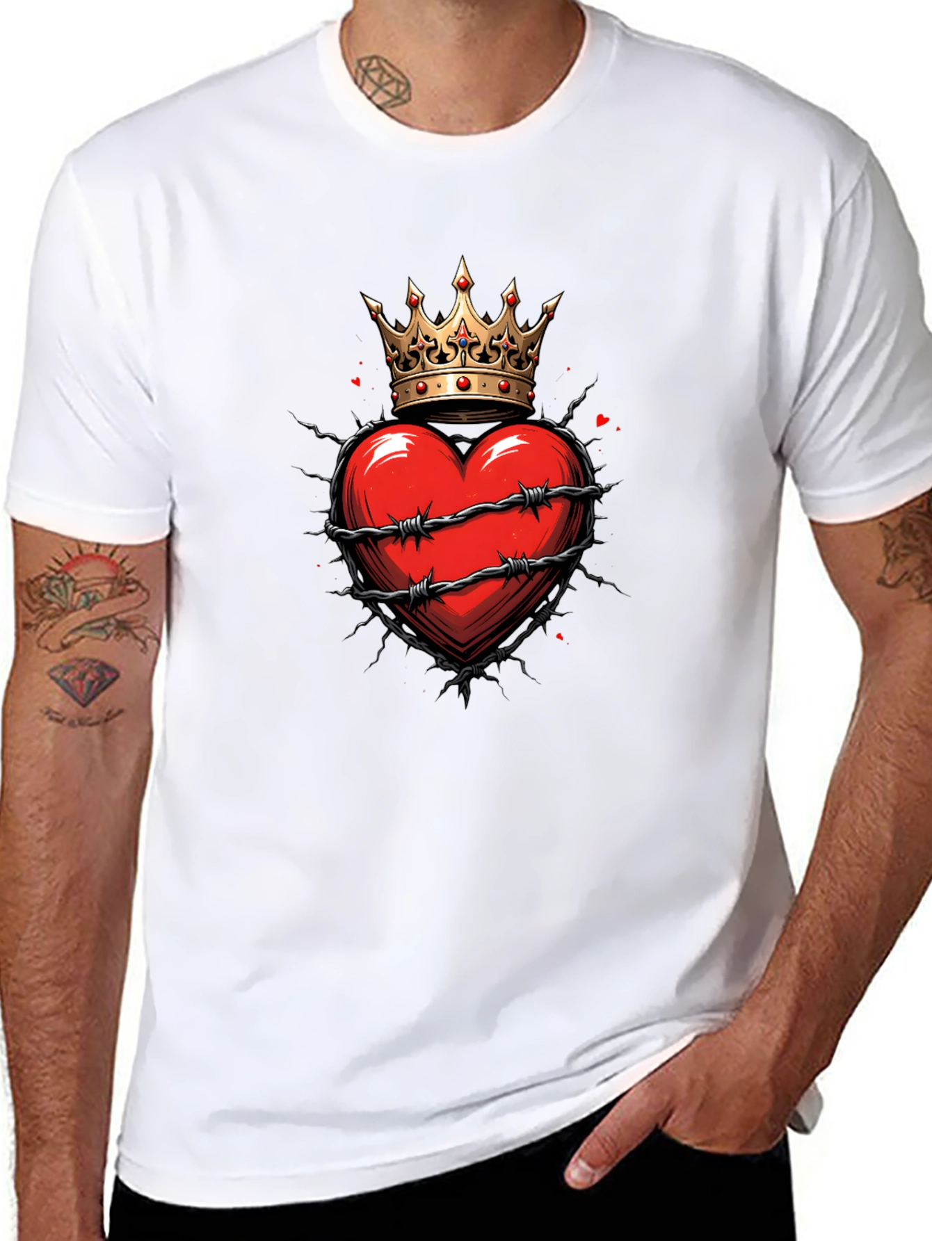 Crowned Heart Graphic Tee - Edgy Style