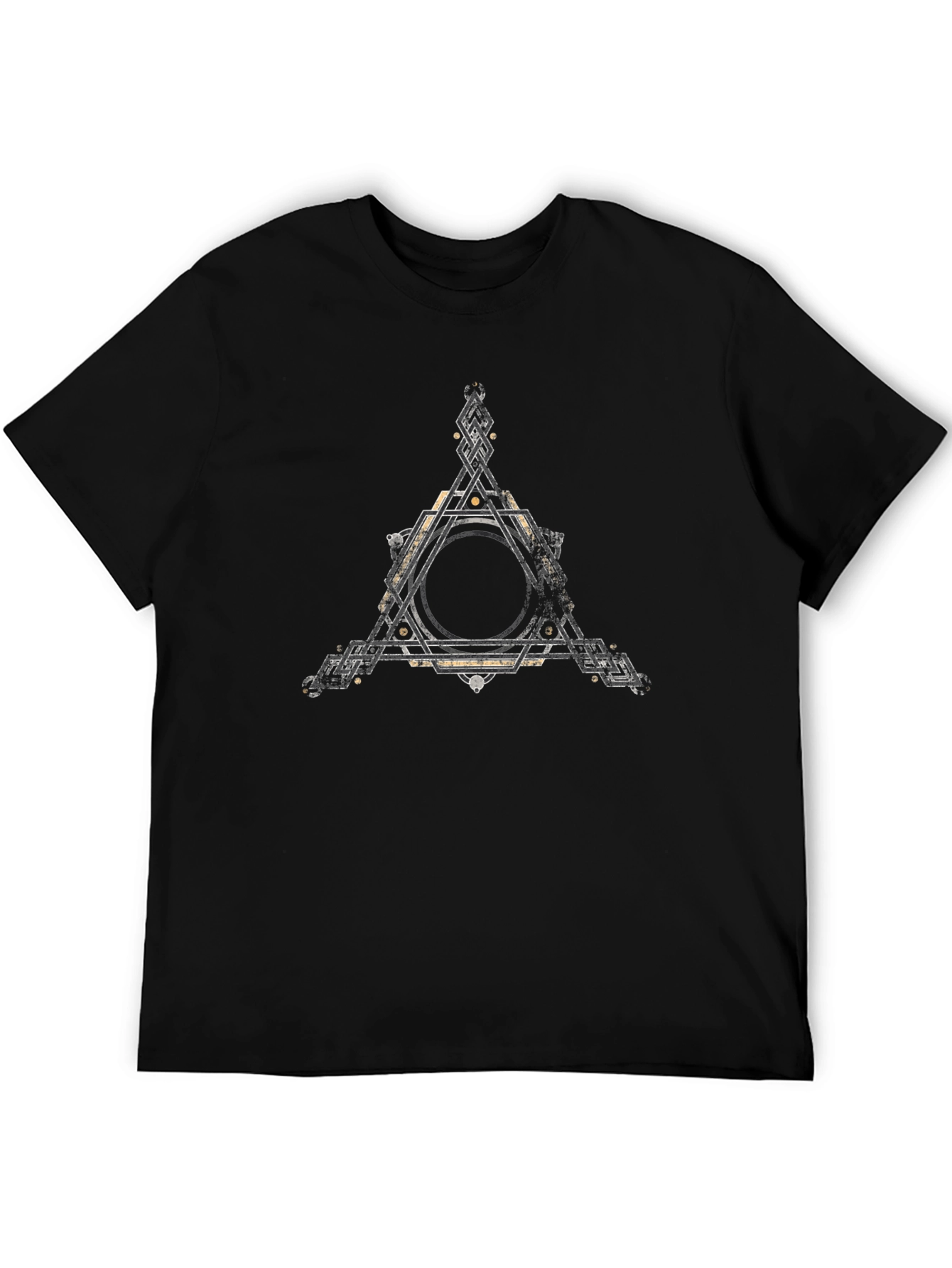 Geometric Triangle Graphic Black T-Shirt