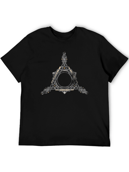 Geometric Triangle Graphic Black T-Shirt